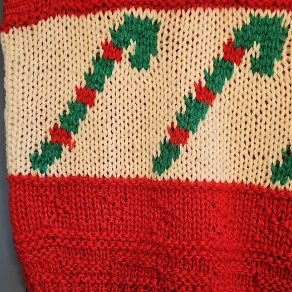 VINTAGE Lindsey Blake Red Knit Sweater Vest Candy Cane Holiday Christmas Xlarge - Picture 3 of 5